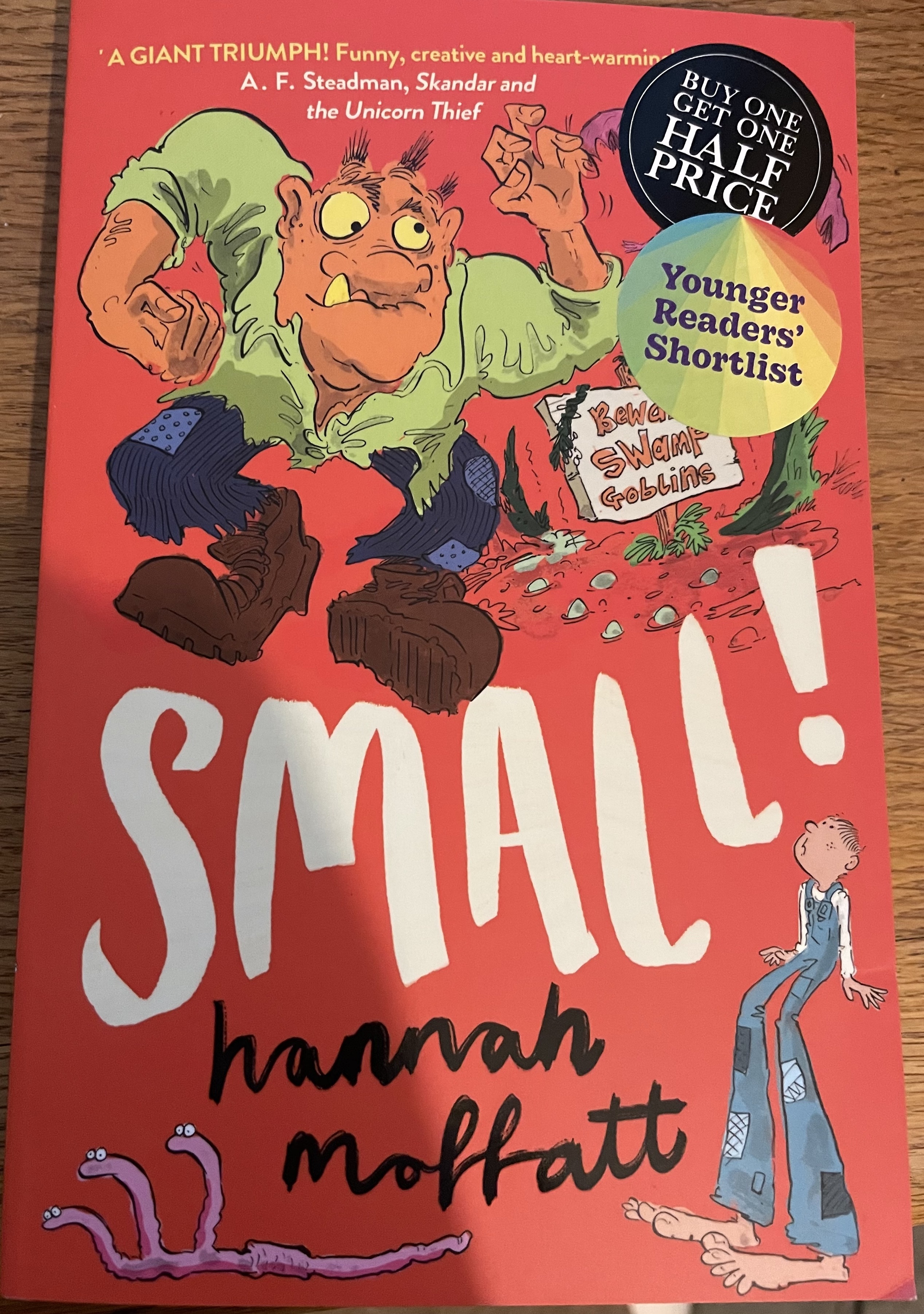 Small! with rainbow 'Younger Readers' Shortlist' sticker