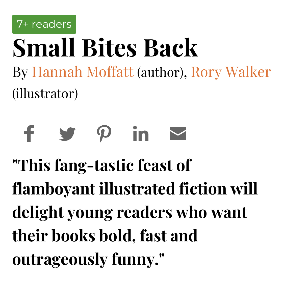 "This fang-tastic feast of flamboyant illustrated fiction will delight young readers who want their bools bold, fast and outrageously funny."