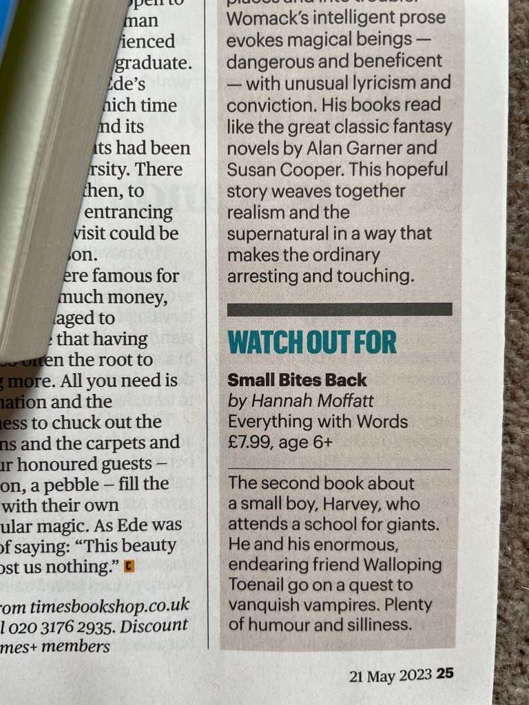 The second book about a small boy, Harvey, who attends a school for giants. He and his enormous, endearing friend Walloping Toenail go on a quest to vanquish vampires. Plenty of humour and silliness